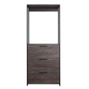 Monica Rustic Gray Walk-in Closet with Three Drawers and One Shelf, Solid Wood