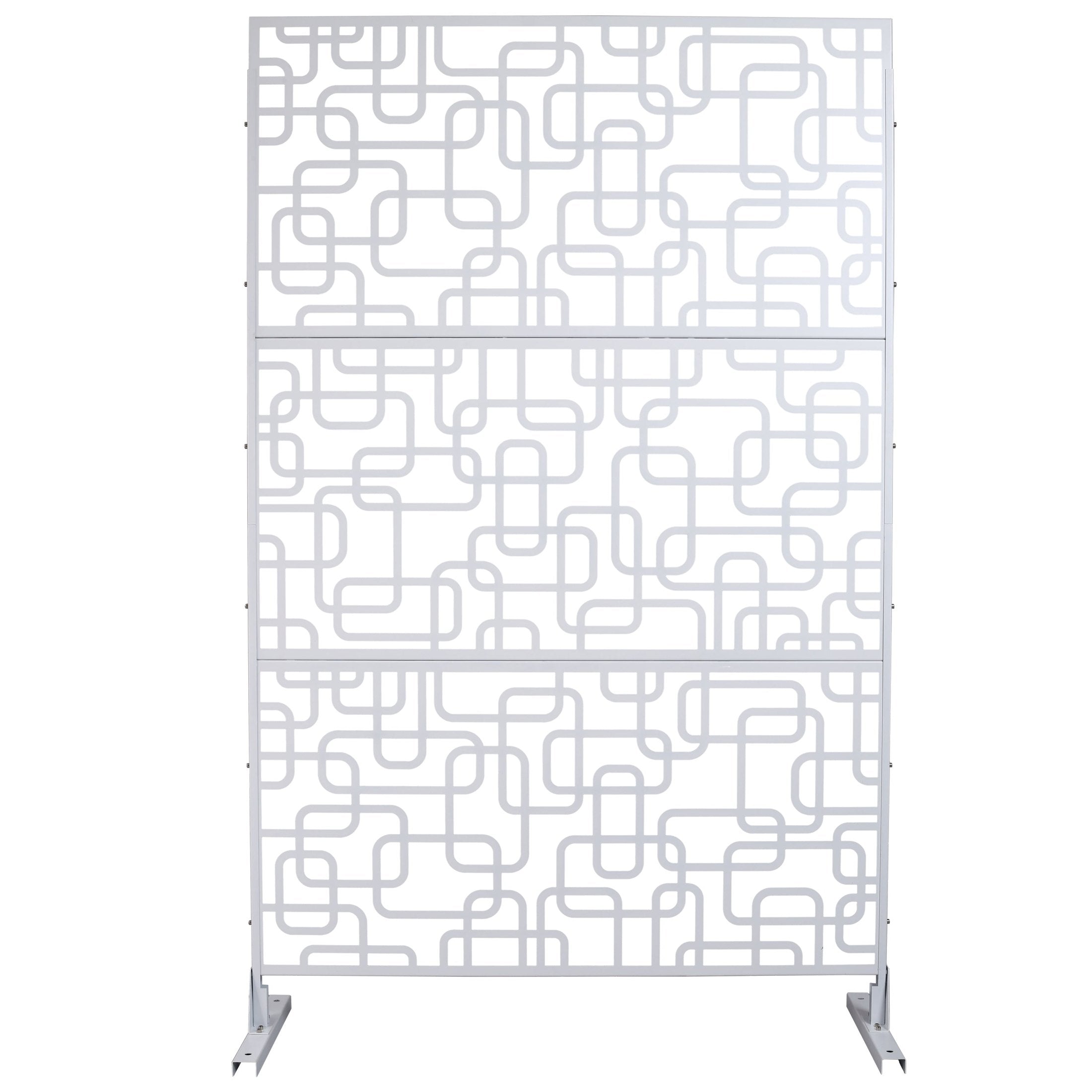 Outdoor & Indoor Privacy Screen Metal Privacy Screen 76' H×48' W, Freestanding Decorative Privacy Screen for Deck Balcony Patio, Privacy Fence Panels for Outside Lawn Garden PS114 WHITE
