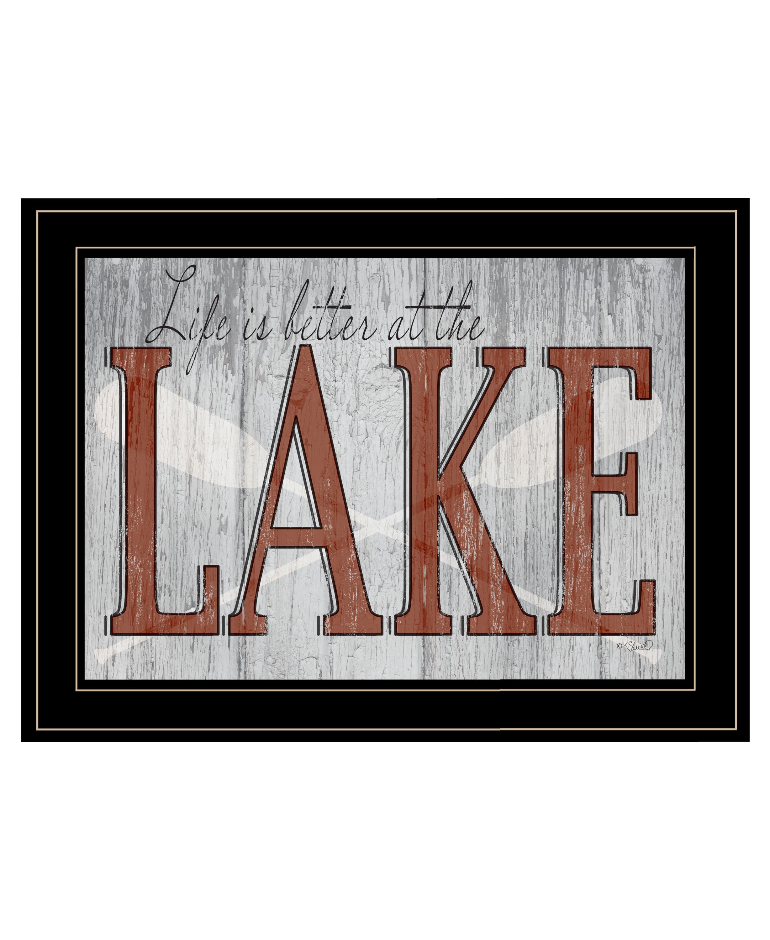 'Life is Better at the Lake' by Kate Sherrill, Ready to Hang Framed Print, Black Frame