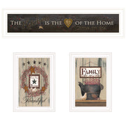 'The Primitive Kitchen vignette' 3-Piece By Trendy Decor 4U, White Frame