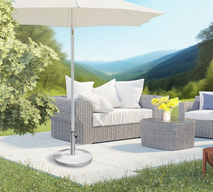 Round Stainless Steel Outdoor Patio Umbrella Stand Base
