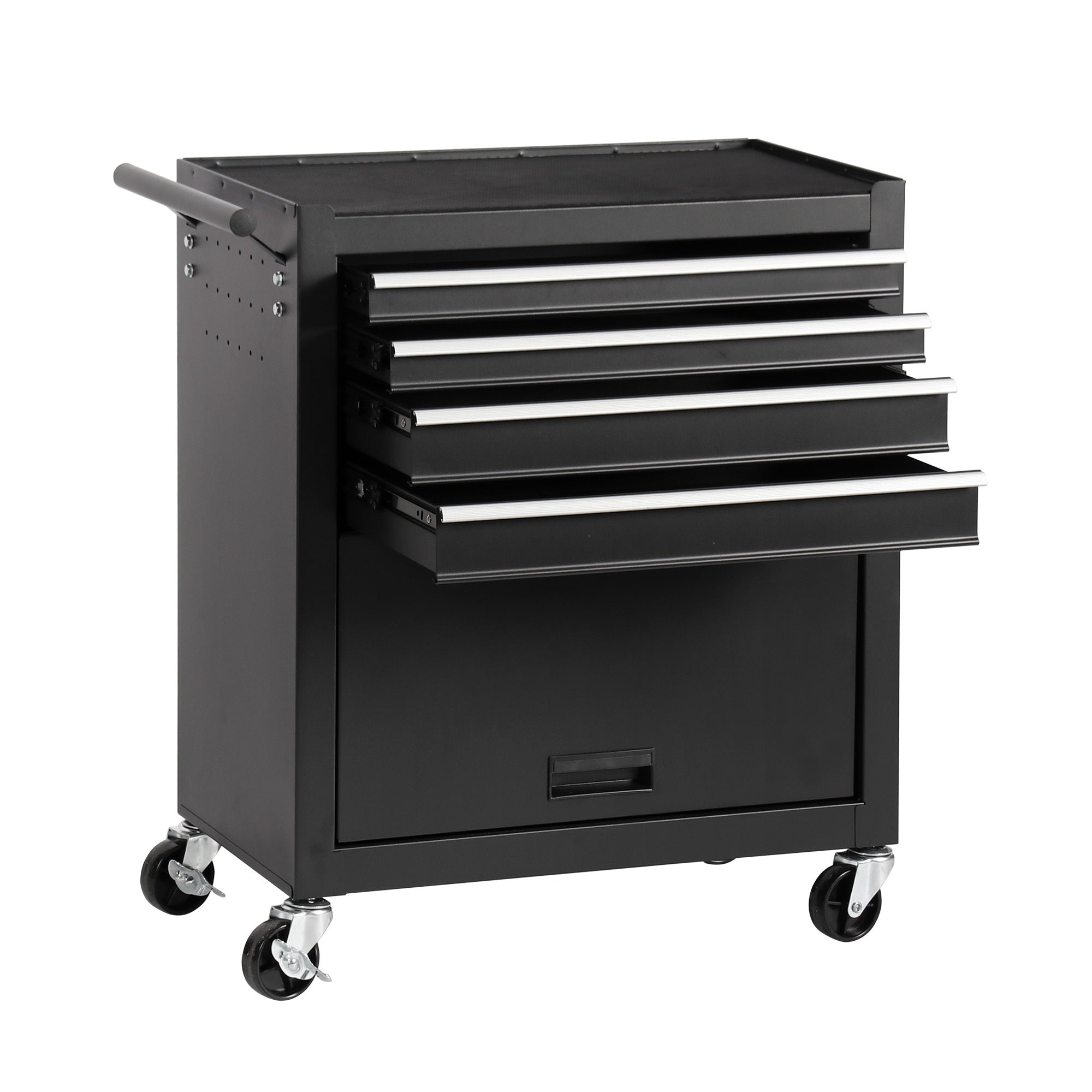 4-Drawer Rolling Tool Chest, Cabinet with 4 Wheels Tool Chest with Drawers, Suitable for Garages, Warehouses, Workshops, Repair Shops, Black