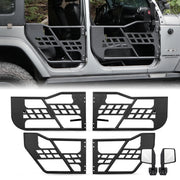 Steel Tubular Doors with Side View Mirror for 2007-2018 Jeep Wrangler JK JKU 4 Door - Enhance Your Wrangler's Style and Functionality