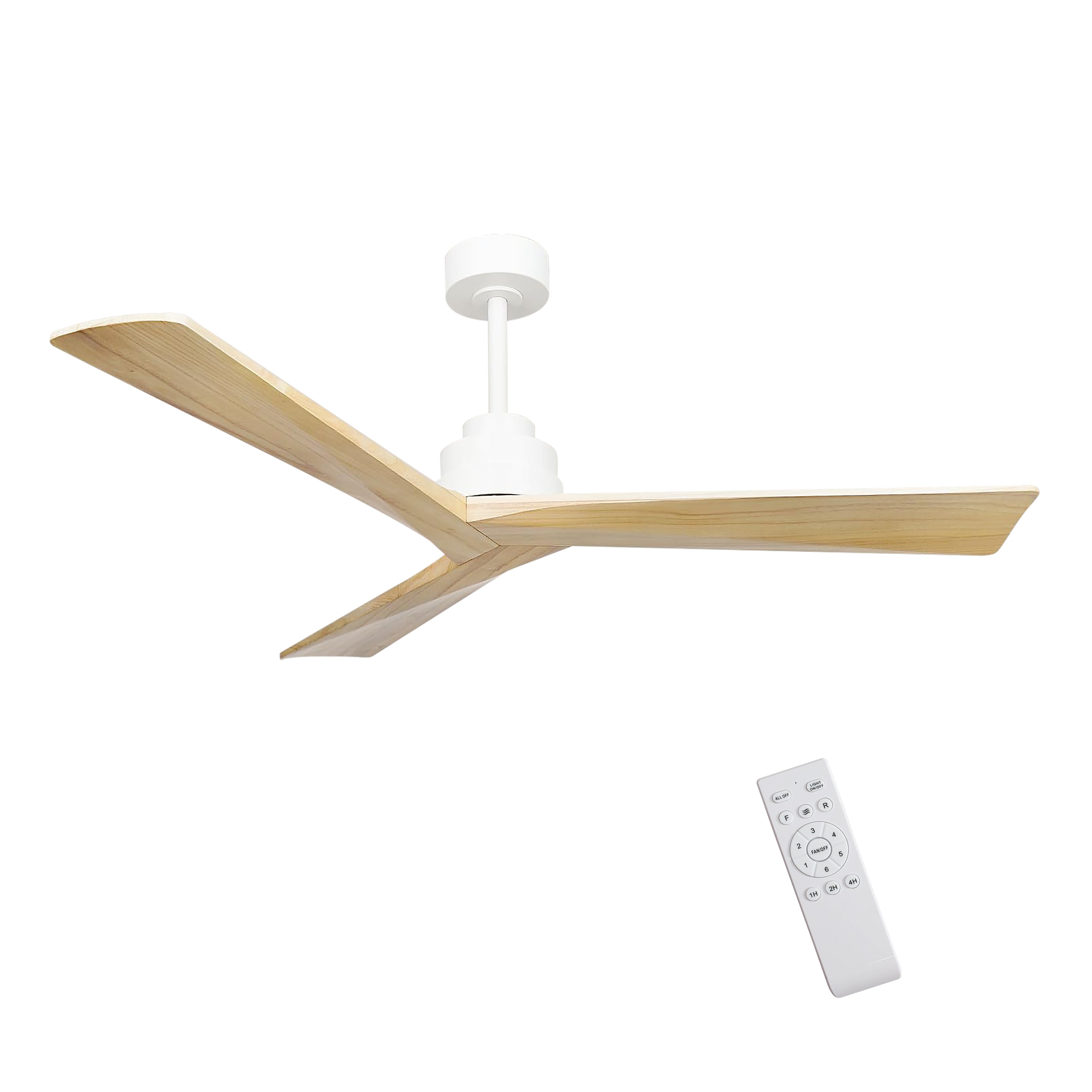 52' Wood Ceiling Fan NO light, 3 Reversible Blades, with 6 Speeds Reversible DC Motor,Low Profile Ceiling Fan with no light for Living Room Kitchen Bedroom