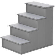 PawHut Pet Stairs, Small Pet Steps with Cushioned Removable Covering for Dogs and Cats Up To 22 Lbs., Grey