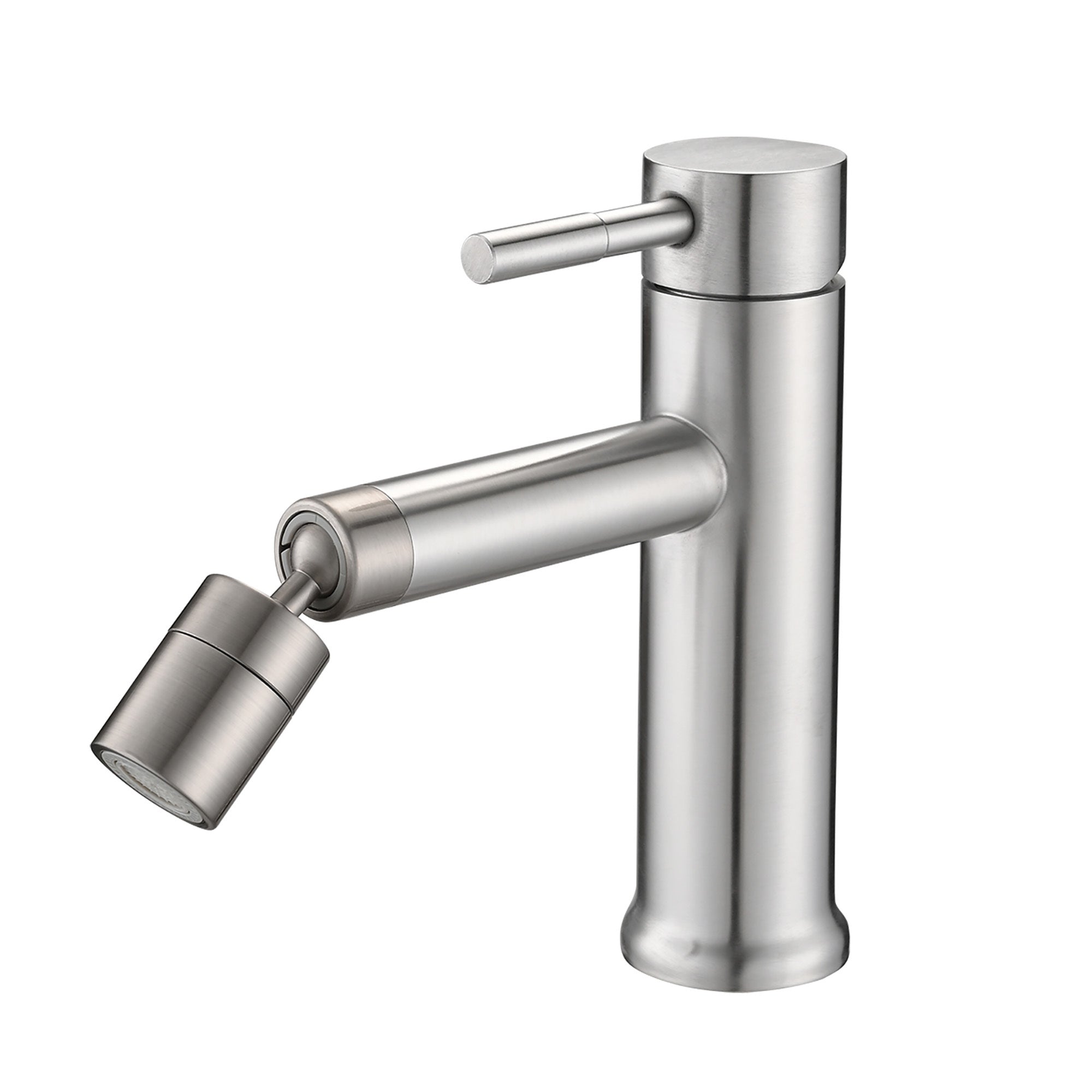 Brushed Nickel Bathroom Faucet with 2 Mode Functionality and 360° Rotating Aerator in Stainless Steel