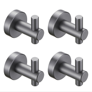 Round Base Wall Hanging Hook with Screws- Gun Grey Hook, 4 Pack, for Entry Shoe Cabinet, Wardrobe Bathroom Bedroom Furniture Hardware