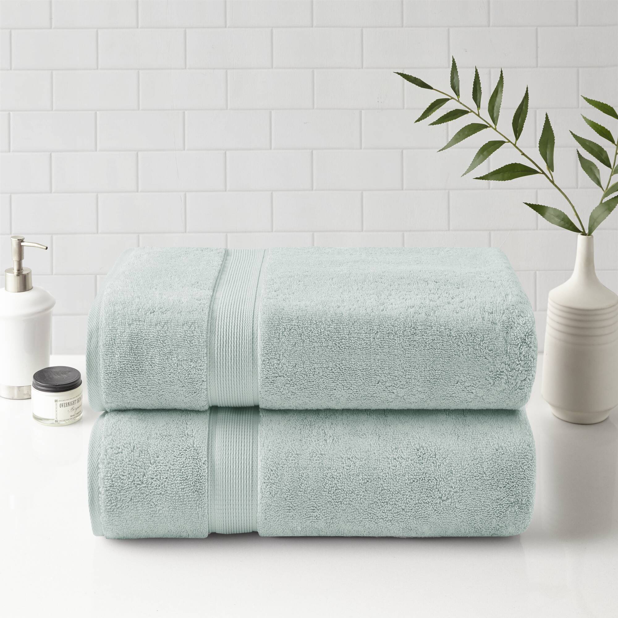 2 PCS 34x68' – 2PK Ultra-Soft 100% Cotton Absorbent Towel Set Seafoam