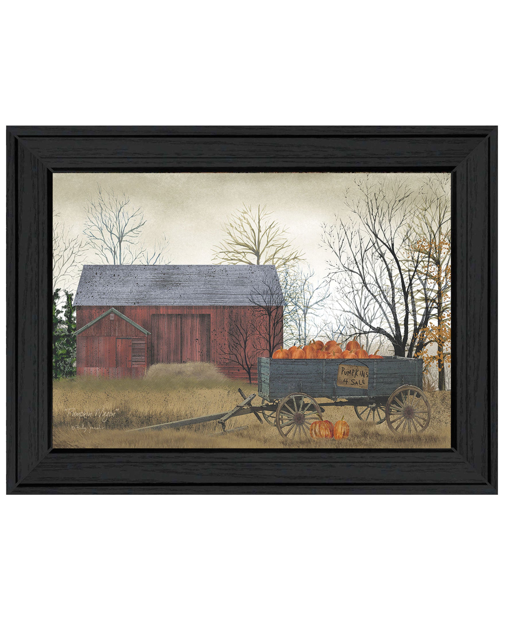 'Pumpkin Wagon' by Billy Jacobs, Ready to Hang Framed Print, Black Frame