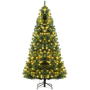 HOMCOM 7.5' Tall Prelit Christmas Tree Douglas Fir Artificial Christmas Tree with Realistic Branches, 500 Warm White LED Lights and 1346 Tips, Green
