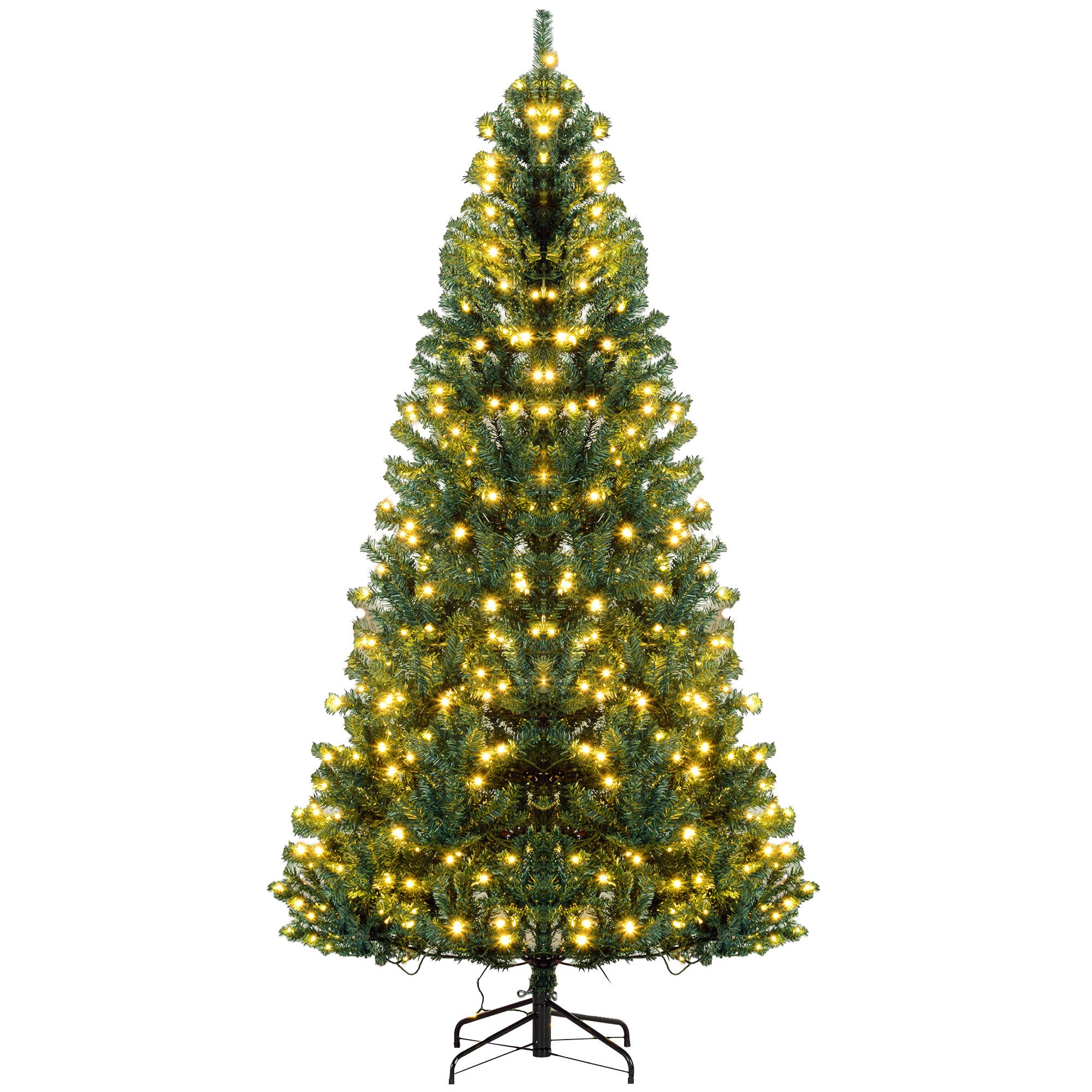 HOMCOM 7.5' Tall Prelit Christmas Tree Douglas Fir Artificial Christmas Tree with Realistic Branches, 500 Warm White LED Lights and 1346 Tips, Green