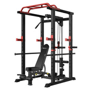 Multi-functional Power Cage, Home Adjustable Pullup Squat Rack 1000Lbs Capacity Comprehensive Fitness Barbell Rack with Weight Bench