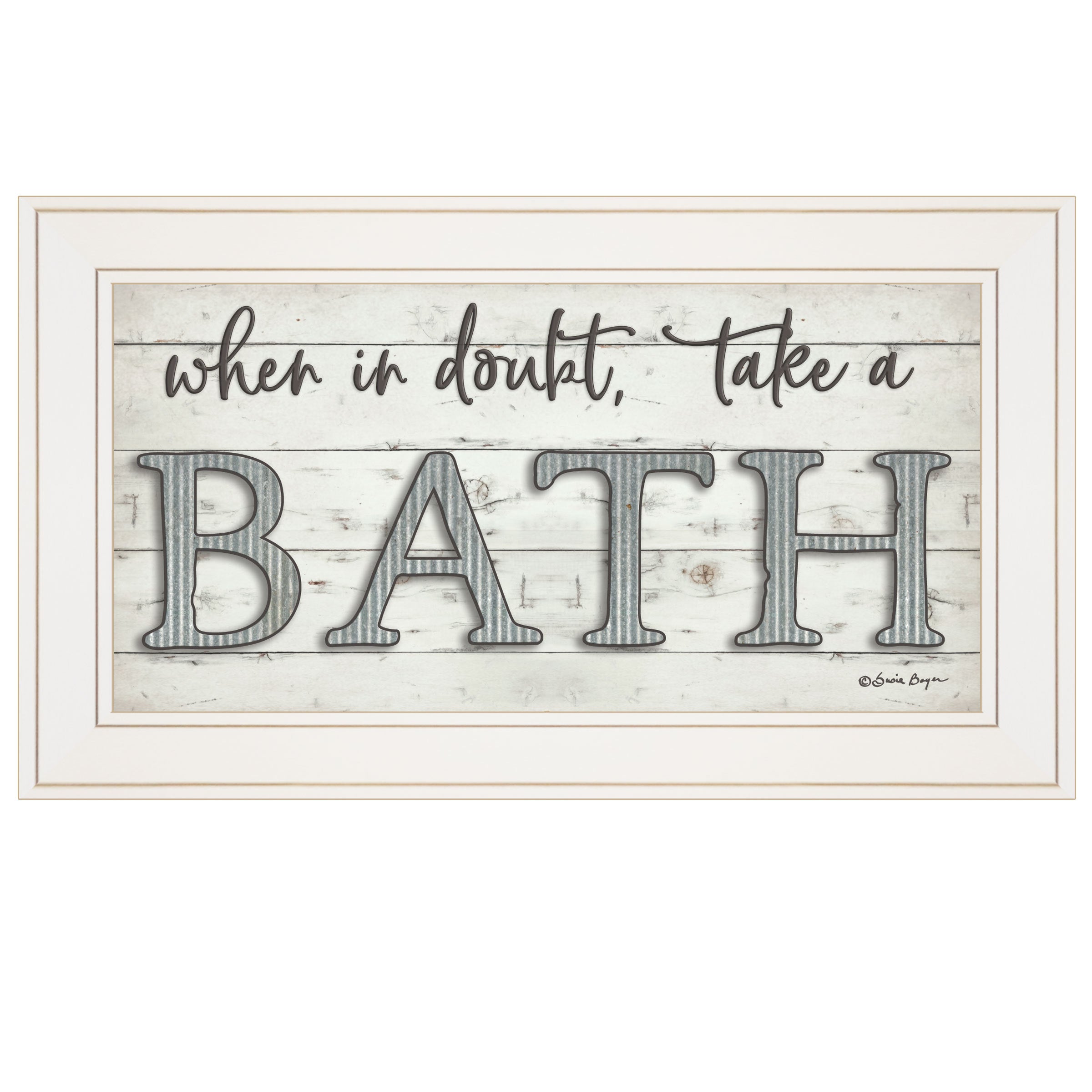 'When in Doubt Take a Bath' By Susie Boyer, Ready to Hang Framed Print, White Frame
