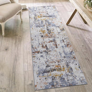 PAYAS Collection 2X8 Ivory / Blue / Abstract Runner Rug