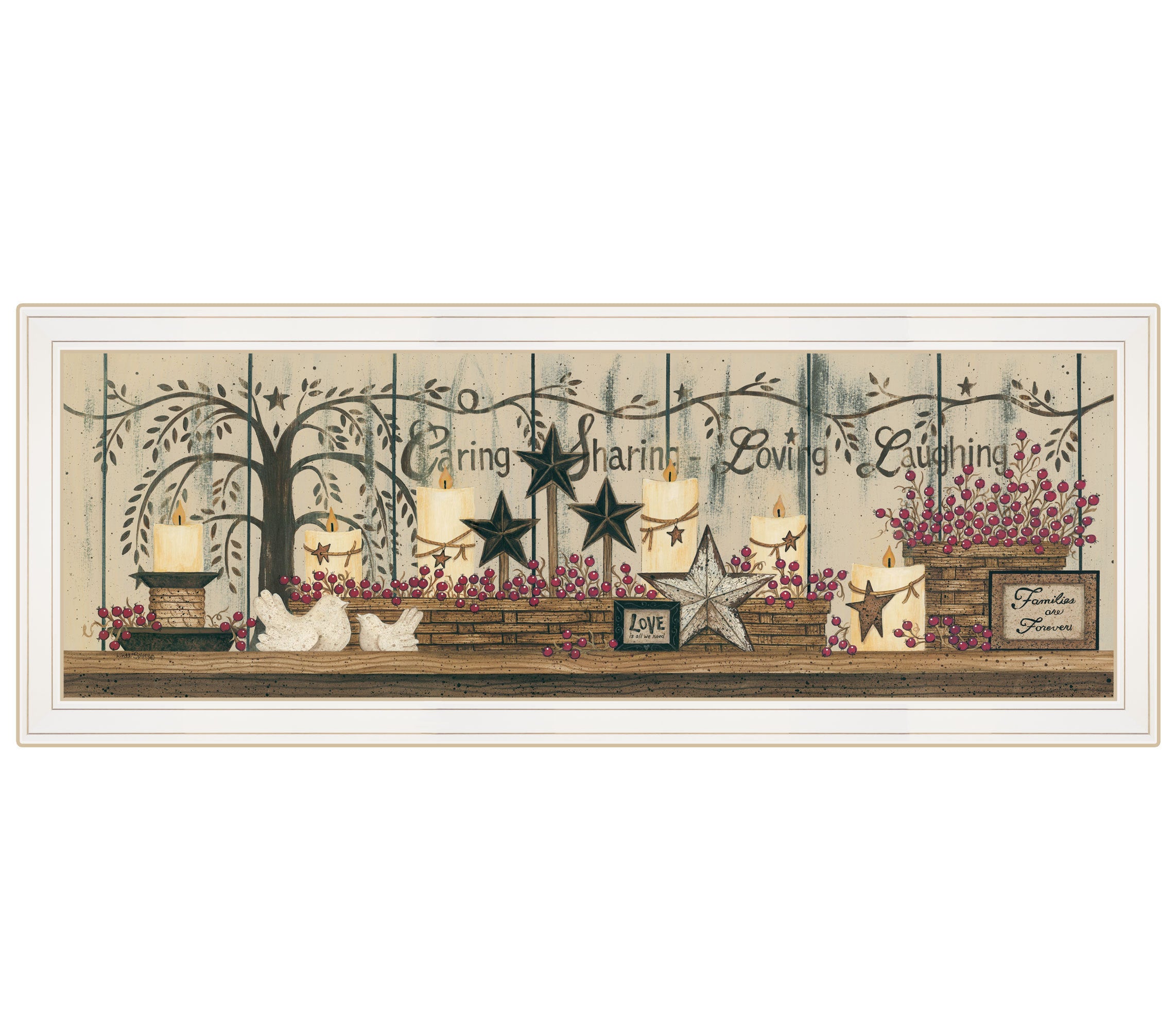 'Willow Tree Shelf Collection' by Linda Spivey, Ready to Hang Framed Print, White Frame