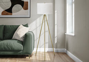 Lighting, 63'h, Floor Lamp, Brass Metal, Ivory / Cream Shade, Contemporary