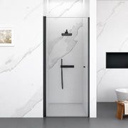 34'W x 72'H Frameless Circular Pivot Shower Door in Matte Black With 1/4' (6mm) Thick SGCC Tempered Glass