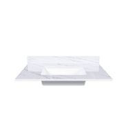 Bianco Carrara Venato 37 Inch Marble Vanity Top with Pre-drilled Faucet Hole and Undermount Sink in White