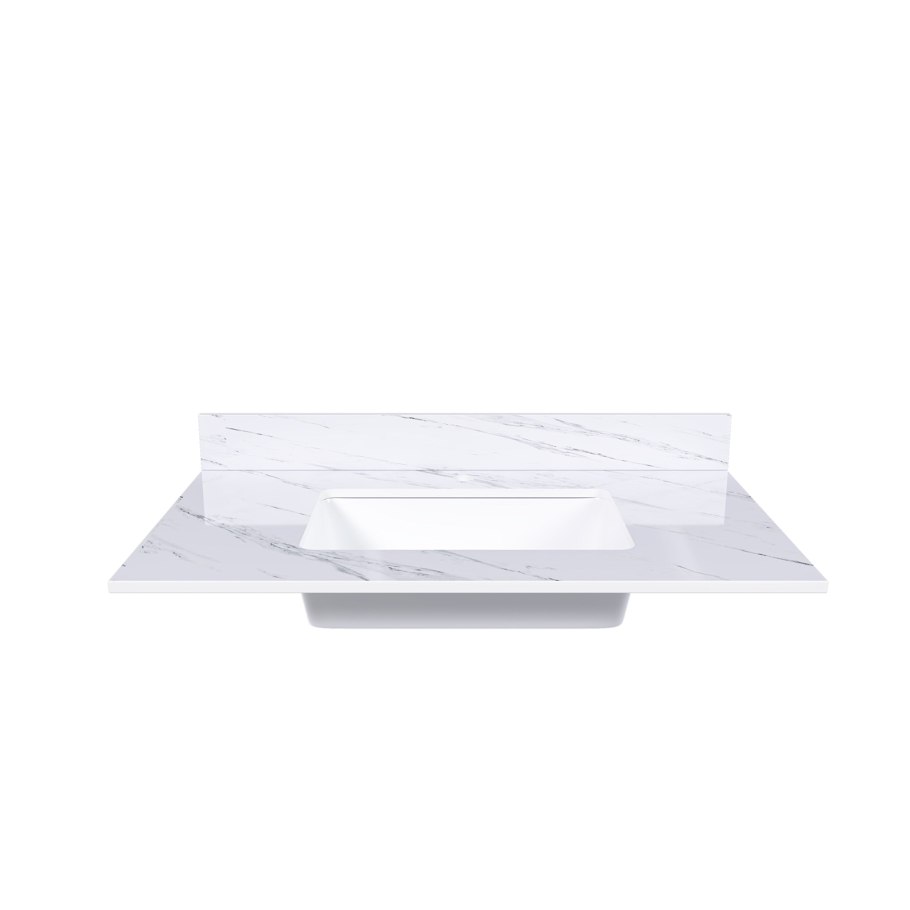 Bianco Carrara Venato 37 Inch Marble Vanity Top with Pre-drilled Faucet Hole and Undermount Sink in White