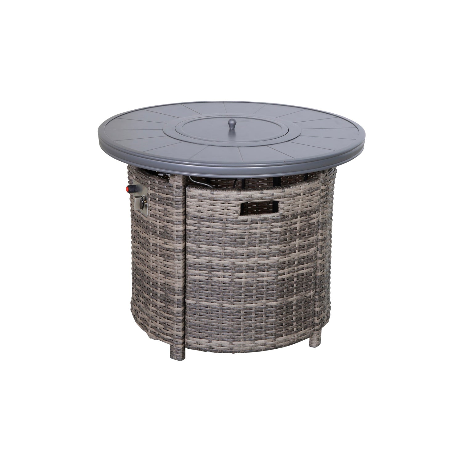 Mixed Gray Aluminum Outdoor Fire Pit Table with Lid and Adjustable Flame, 25' H x 32' W