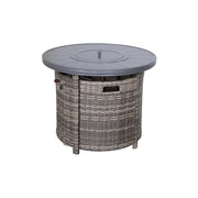 Mixed Gray Aluminum Outdoor Fire Pit Table with Lid and Adjustable Flame, 25' H x 32' W