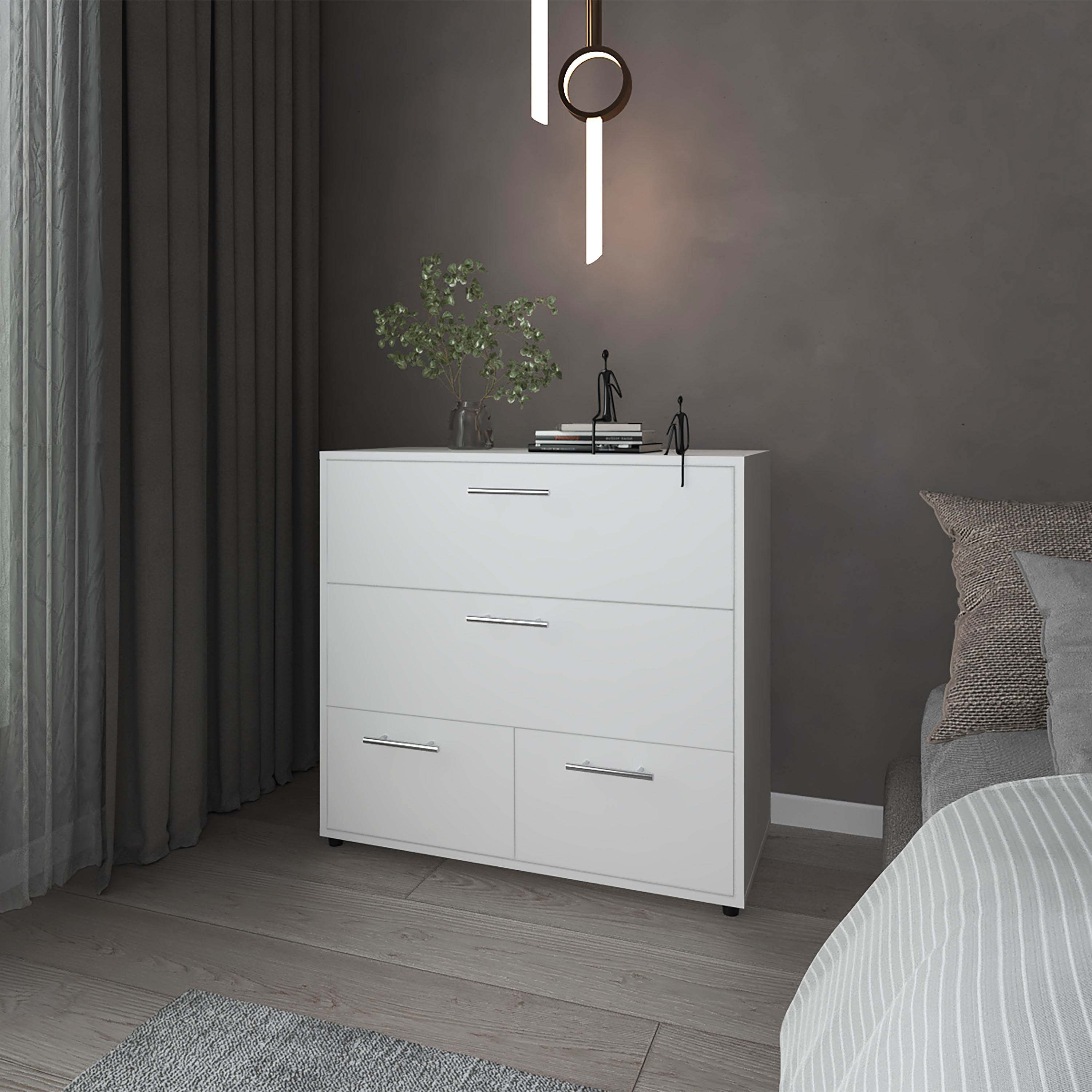 White Dresser with 4 Spacious Drawers