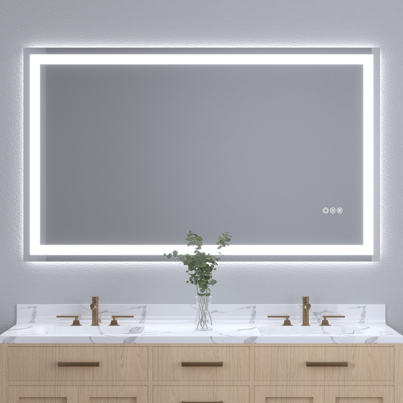 60x36' Frameless Eco-Friendly Silver MirrorDual LED Light StripsFront and Back Lighting