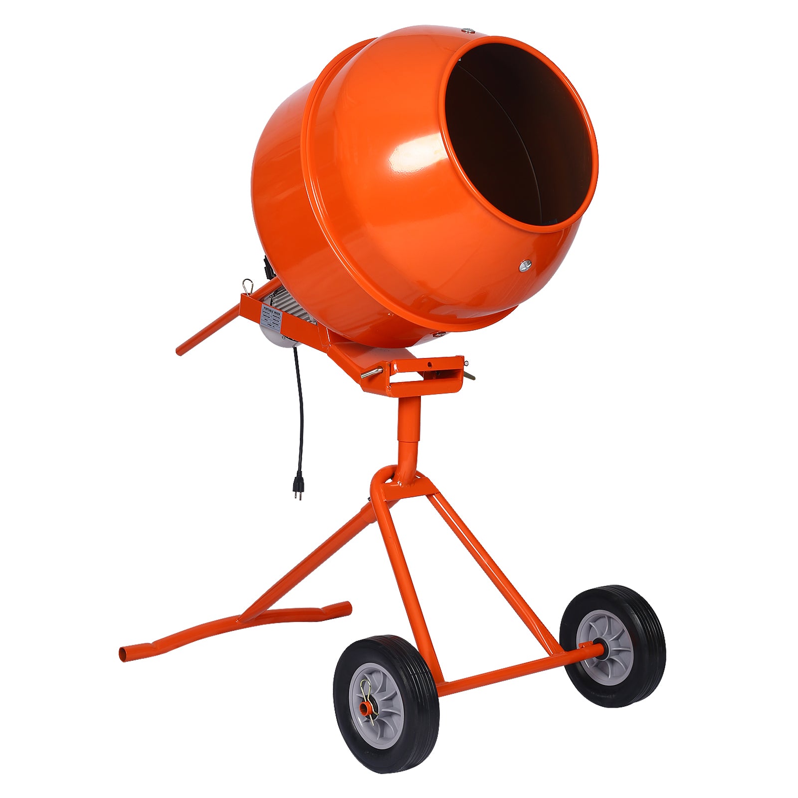 Portable Concrete Mixer with ETL Certificated Copper Motor, Electric Cement Mixer, 5.0 cu. ft., Orange Steel