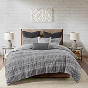 Cotton Jacquard Comforter Mini Set Grey/Black King/Cal King