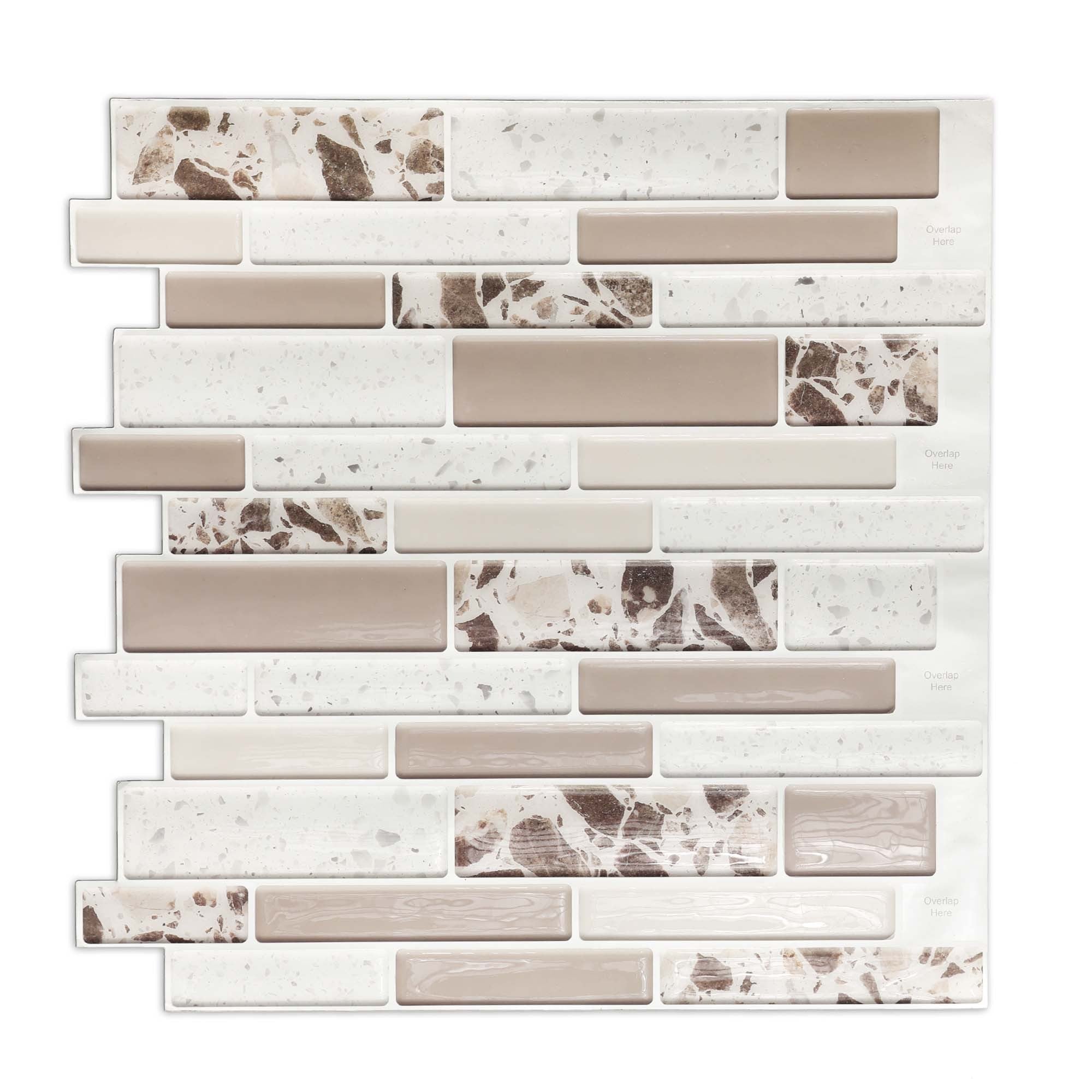 12 in. W x 12 in. L x 0.04 in. H Vinyl Peel and Stick Wall Tile Backsplash in Gray and Pink for Kitchen (10-Pack)