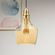 Auburn Bell Shaped Hanging Glass Pendant Light Gold/Amber Dia.9'