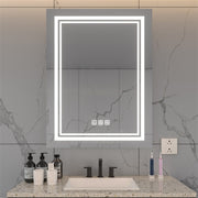 Bright LED Bathroom Mirror 32' x 24' Front Light, 5 Mins Defog, Full HD Reflected, 3 Colors Dimmable, Wall Mounted