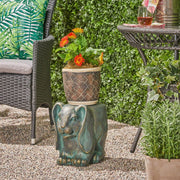 13inch High Rabbit Garden Stool, Lightweight Concrete, Gold Patina Finish, No Assembly Required