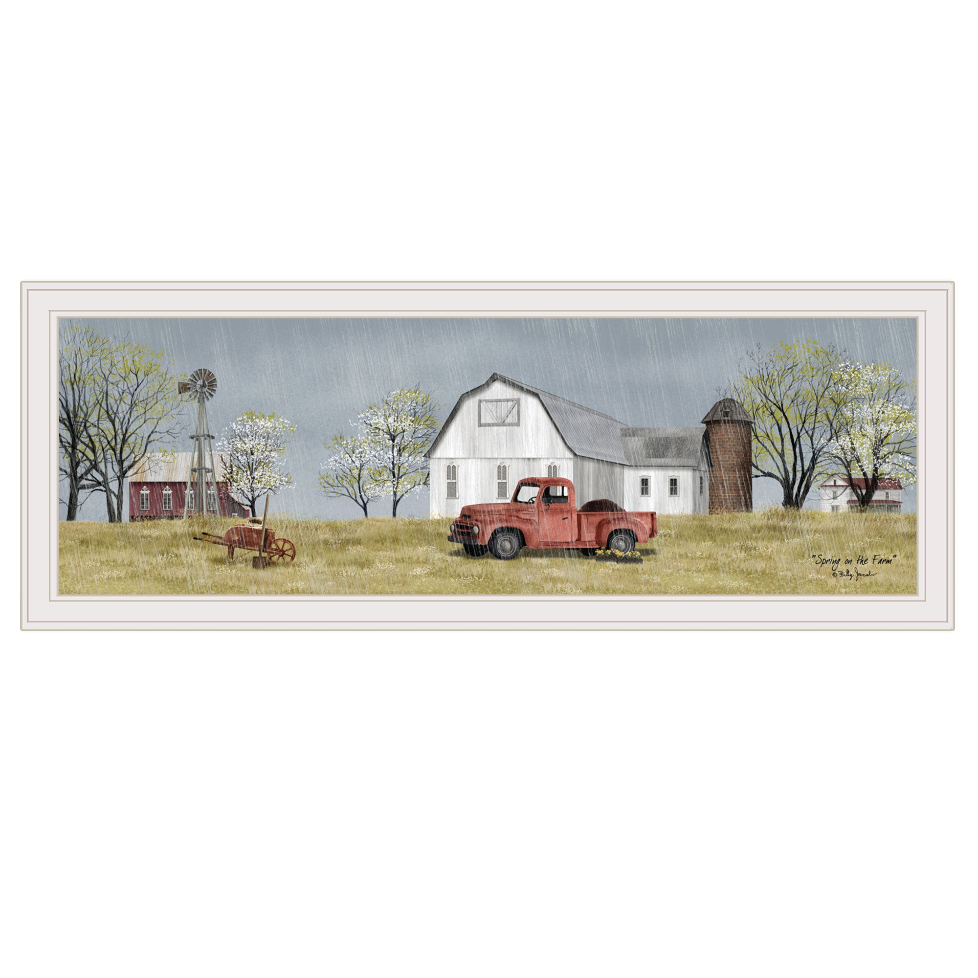 'Spring On The Farm' by Billy Jacobs, Ready to Hang Framed Print, White Frame