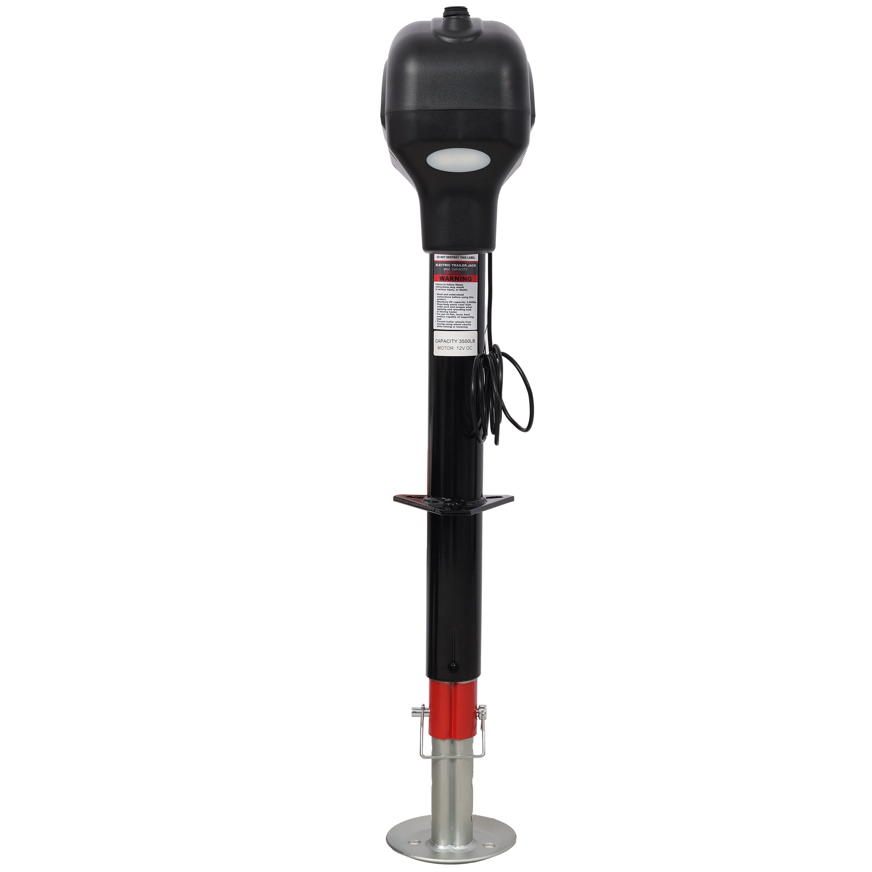 Electric Power Tongue Jack 3500lbs Capacity with Waterproof Cover for RV Trailer & Camper, Black Steel, 12V DC