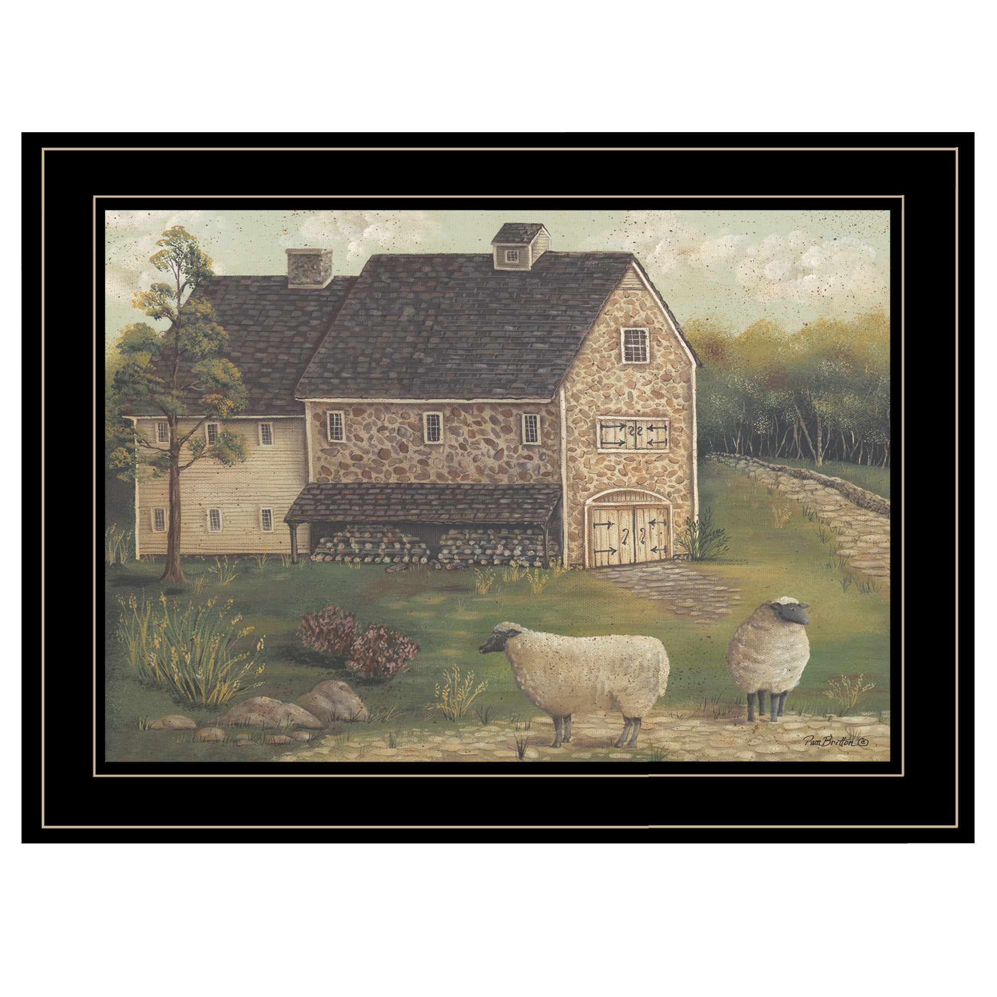 'Stone Barn' By Pam Britton, Ready to Hang Framed Print, Black Frame