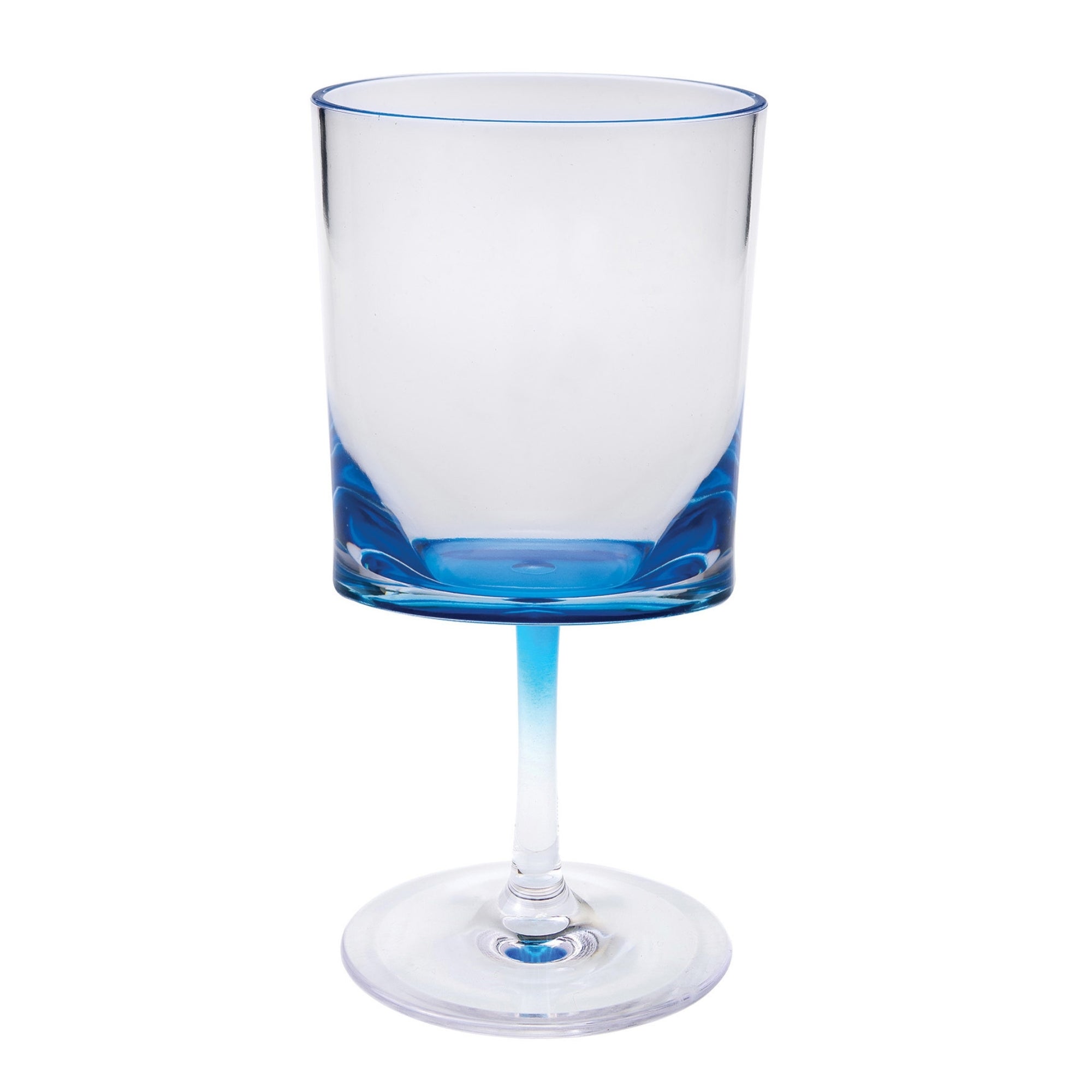 LeadingWare Oval Halo Plastic Wine Glasses Set of 4, BPA Free, Unbreakable, Blue Acrylic, 12oz