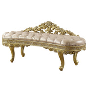 Cabriole  Light Gold Synthetic Leather & Gold Finish Bench