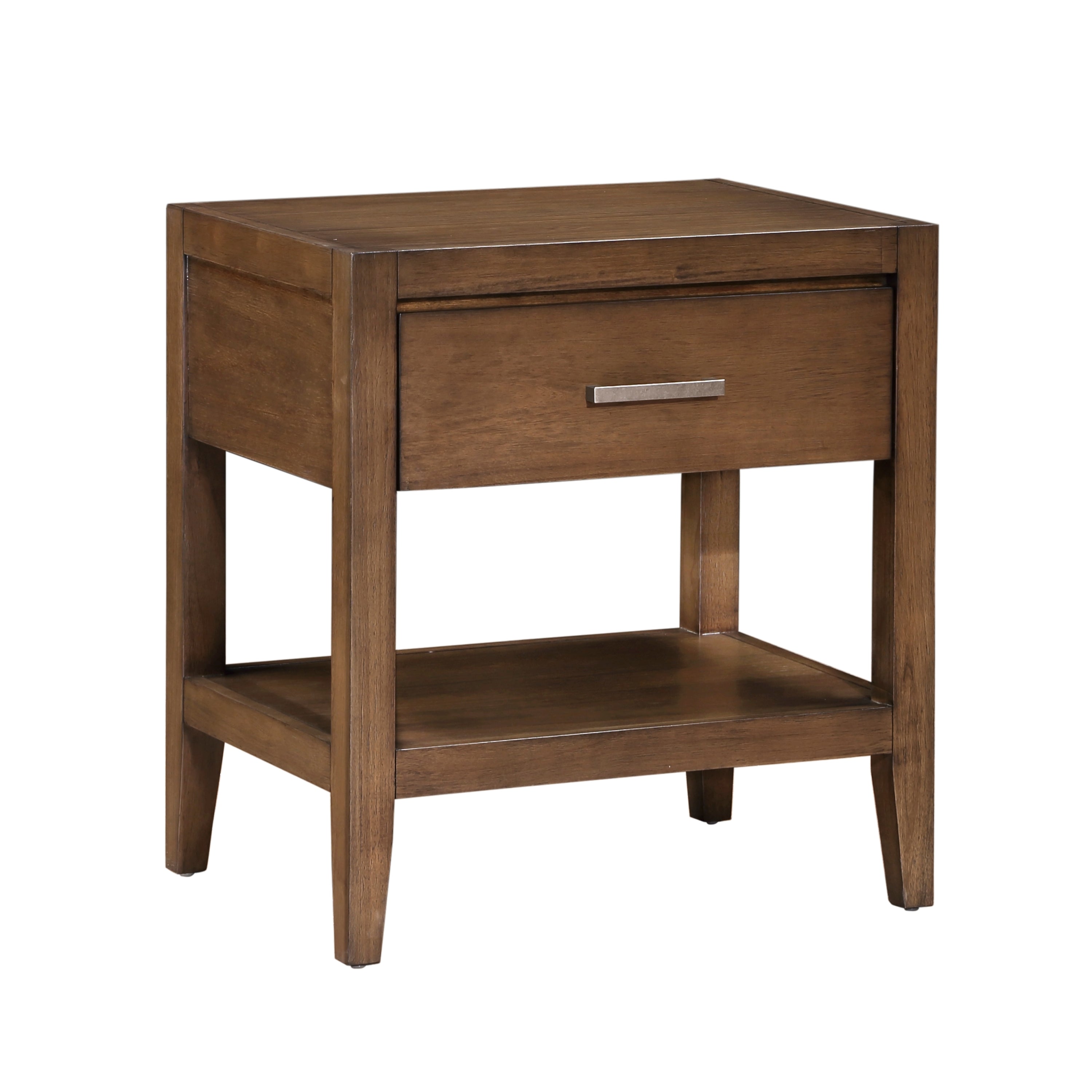 Transitional Bedroom Furniture 1pc Nightstand of Drawer and Open Shelf Light Brown Finish