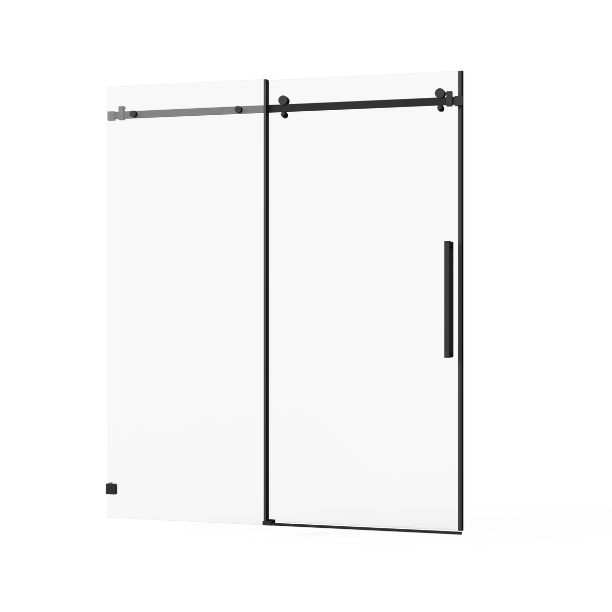 Goodyo Frameless Sliding Shower Door 60' W x 72' H, Clear Tempered Glass with Easy-Clean Coating, Matte Black Stainless Steel Hardware