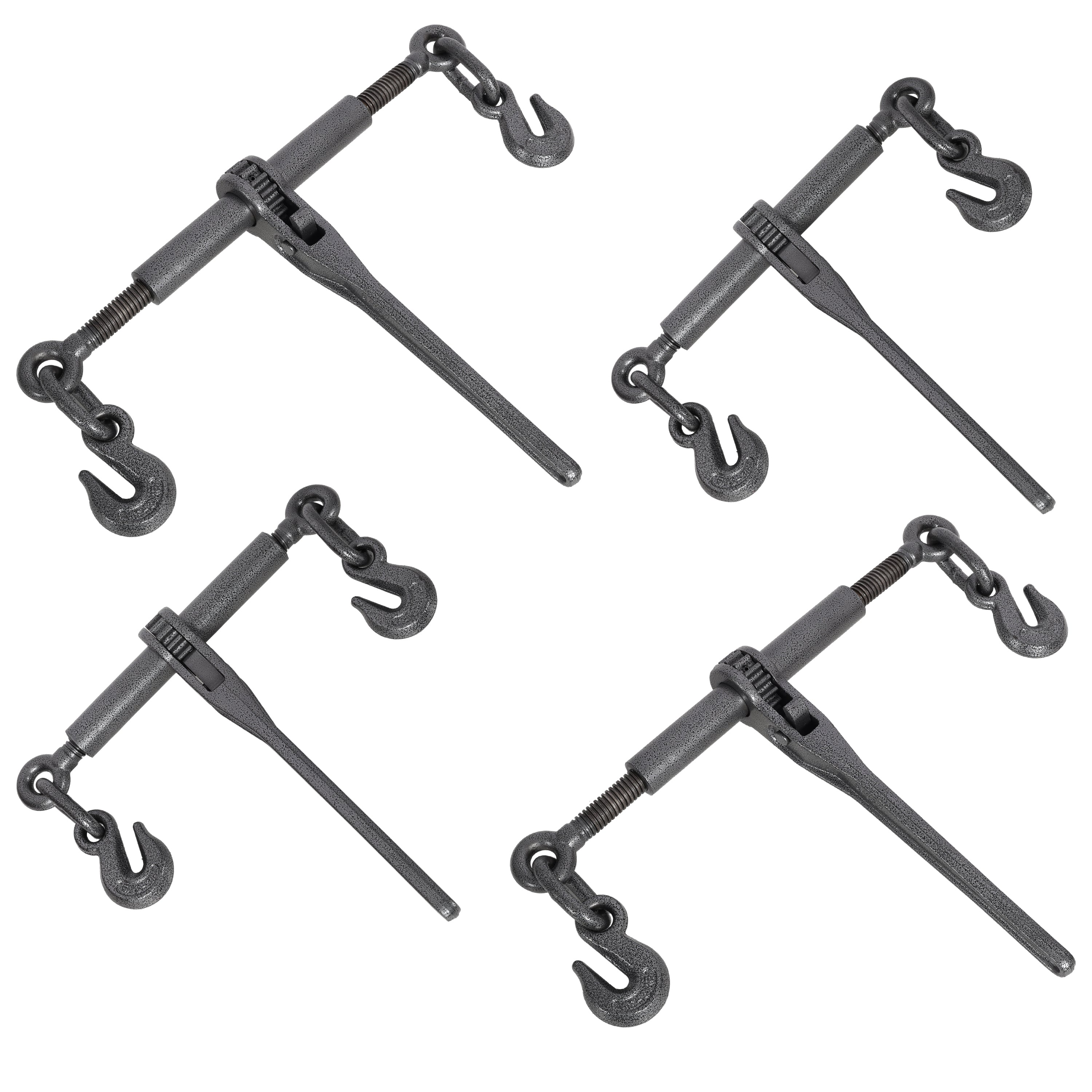 Heavy duty 5/16'-3/8' Ratchet Binders, 5400lbs Working Load capacity, G70 Hooks Adjustable Length, 4-Pack,,Black Hammertone color
