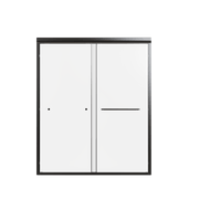 Matte Black Semi-Frameless Double Sliding Shower Door with 1/4' Tempered Glass, 56'-60'W x 72' H