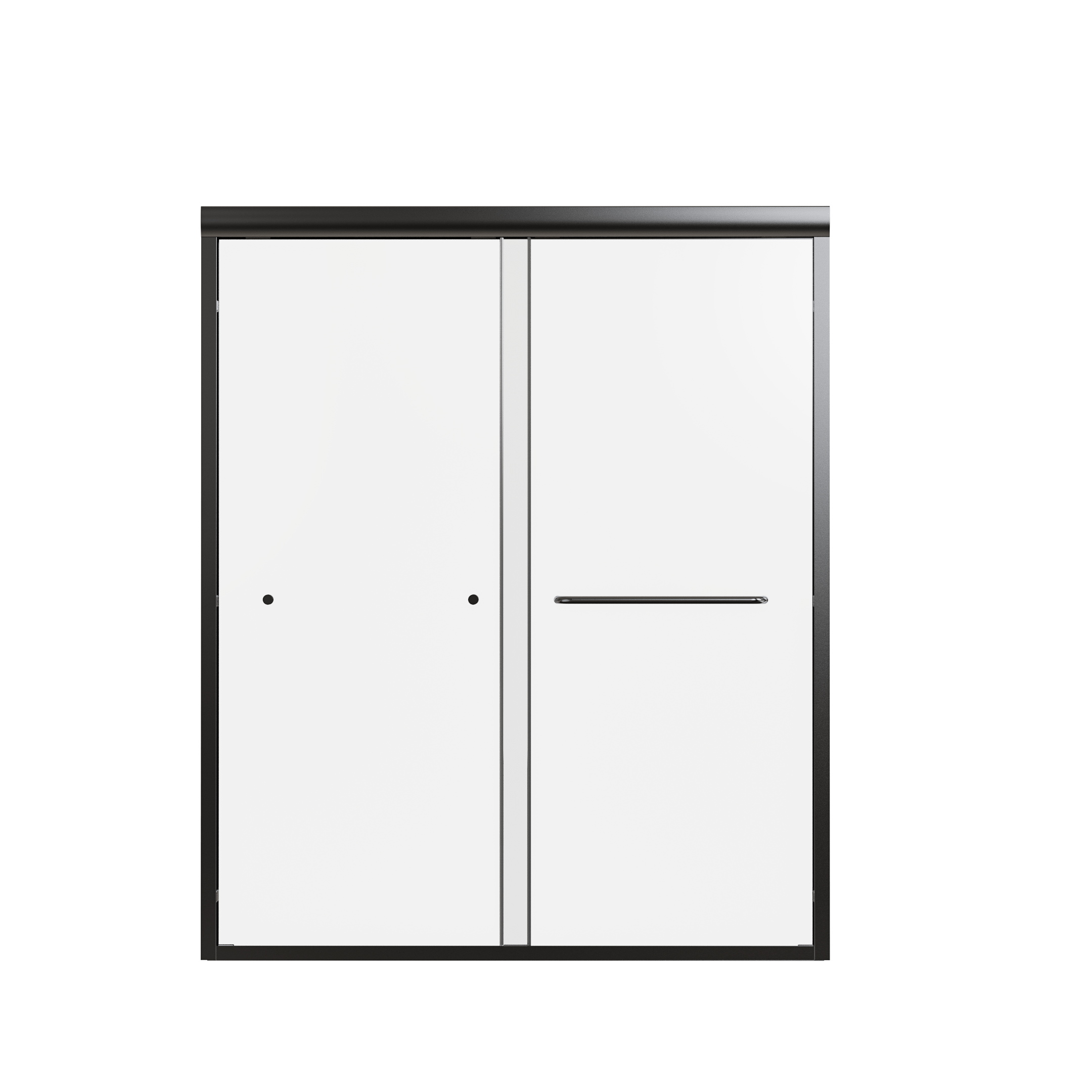 Matte Black Semi-Frameless Double Sliding Shower Door with 1/4' Tempered Glass, 56'-60'W x 72' H