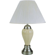 27' Tall Ceramic Table Lamp, Urn-Shaped with Silver / Ivory finish, Linen Shade