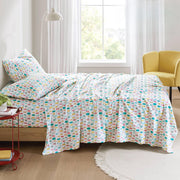 4 PCS Queen Cotton Flannel Printed Sheet Set White Holiday Trees