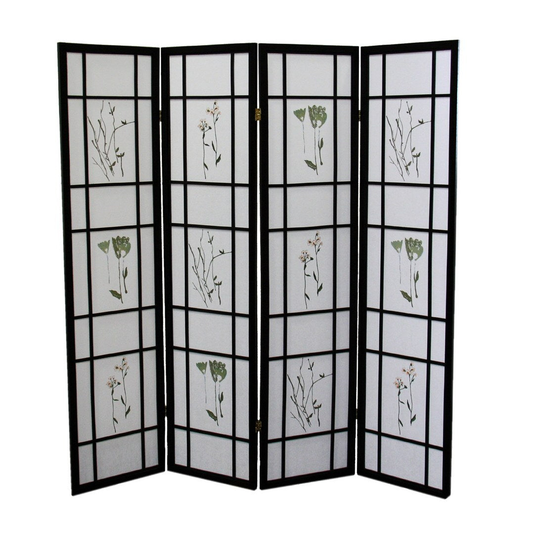 70' Tall 4-Panel Screen / Room Divider 'Shoji', Black