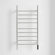 Brushed Nickel  Heated Towel Rack for Bathroom,Wall Mounted with Intelligent Touch Screen Timer, 9-Bar Towel Warmer, 304 Stainless Steel Polished, Plug-in/Hard-Wired