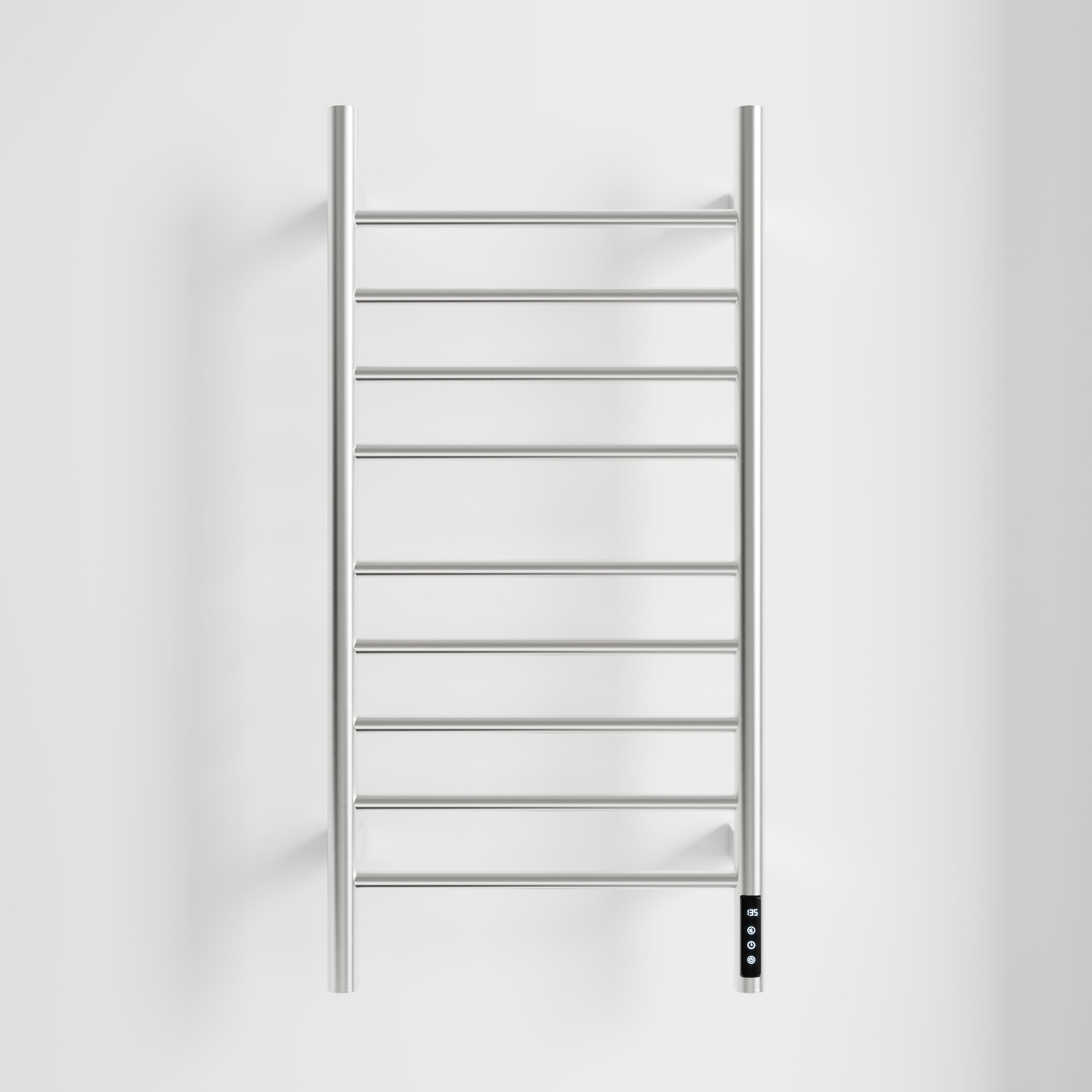 Brushed Nickel  Heated Towel Rack for Bathroom,Wall Mounted with Intelligent Touch Screen Timer, 9-Bar Towel Warmer, 304 Stainless Steel Polished, Plug-in/Hard-Wired