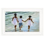 'Running on the Beach' By Georgia Janisse, Ready to Hang Framed Print, White Frame