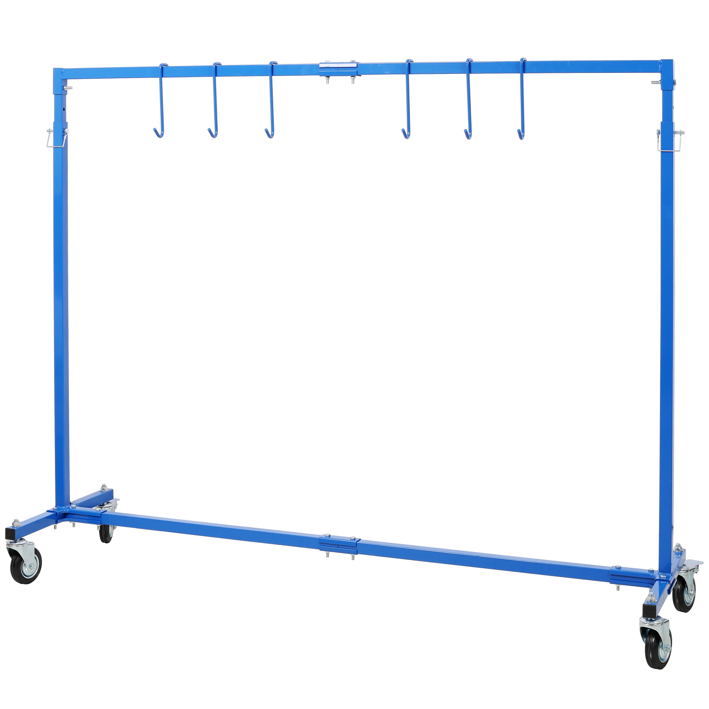 Adjustable Height Paint Hanger Drying Rack,Mobile Auto Body Shop Painting Stand with 6 Hanging Hooks,Blue